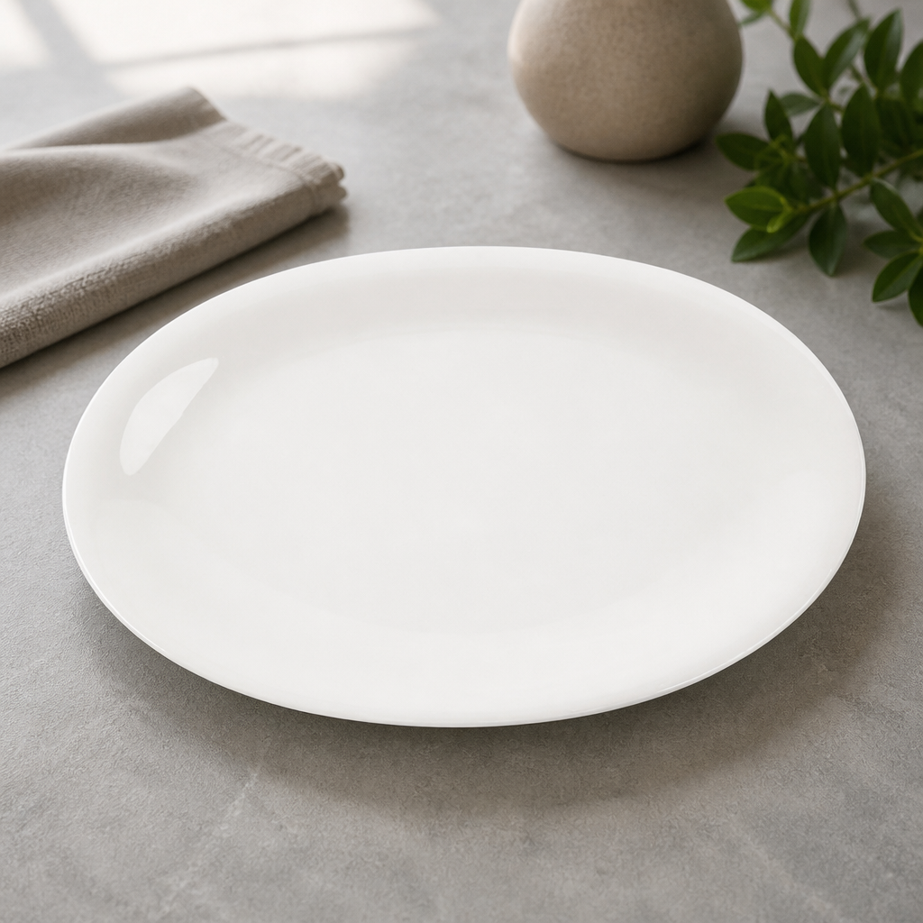 Commercial Bone China Oval Plates 180 x 280mm - 6 Pack