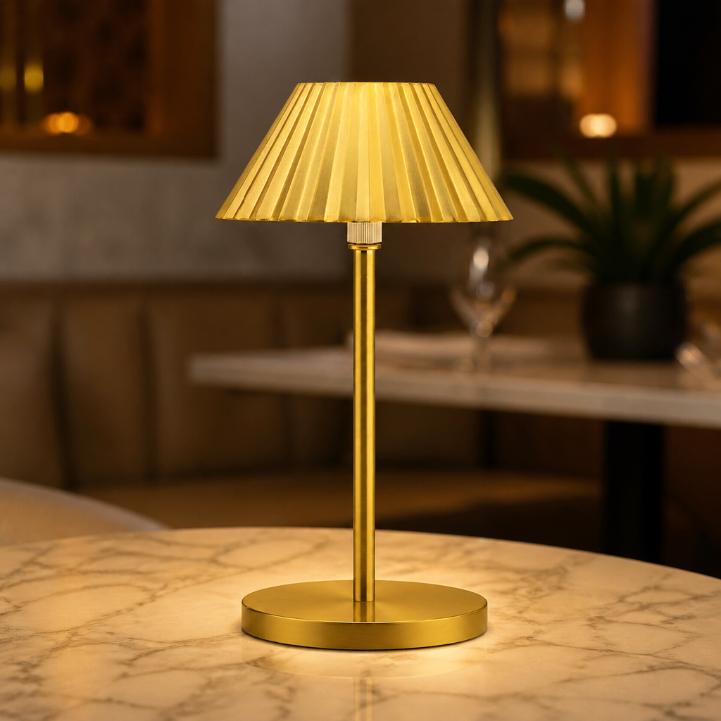 Cordless Table Lamp 230mm Brushed Gold Finish - 6 Pack