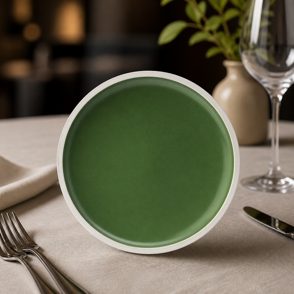 Commercial Vitrified Porcelain Plates 210mm Forest Green 6 Pack