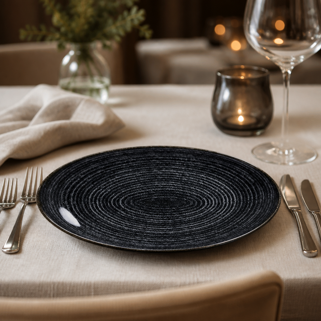 Commercial Oval Coupe Plates 317x255mm in Charcoal Black