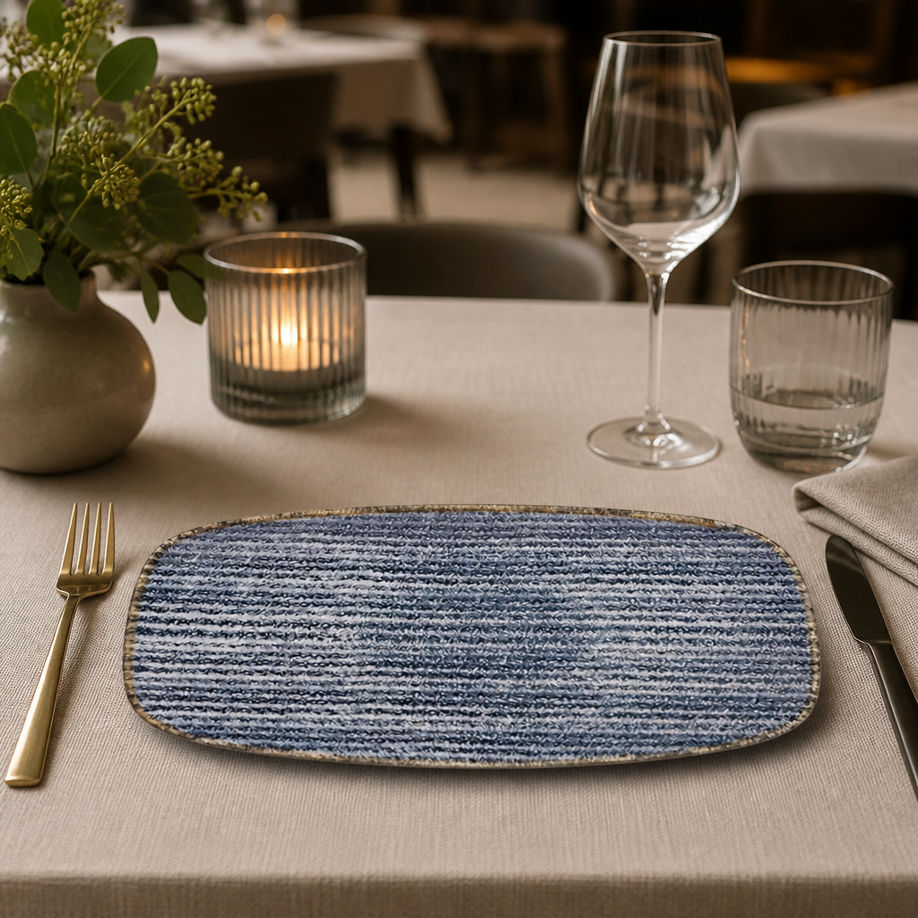 Commercial Rectangular Plates Slate Blue 298mm 12 Pack