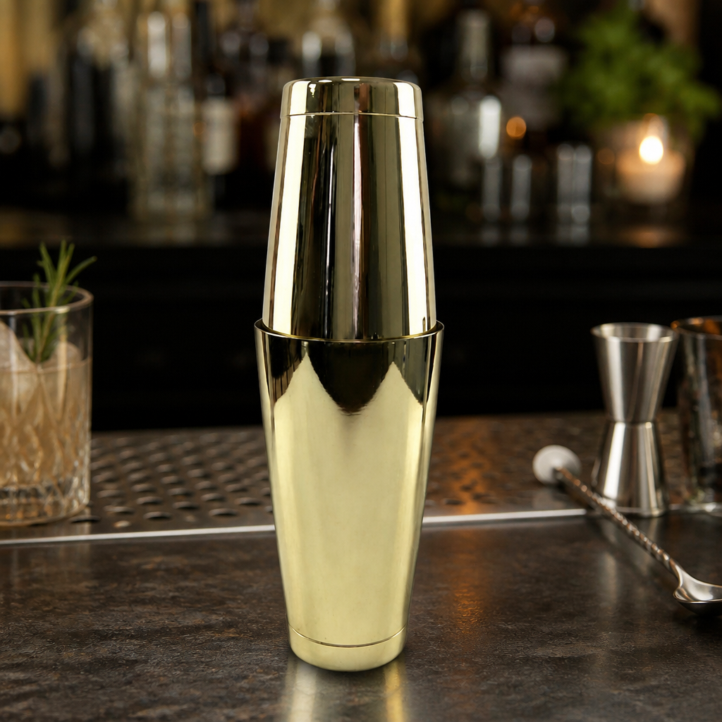 Gold Plated Cocktail Shaker Set 828ml & 532ml Commercial Use