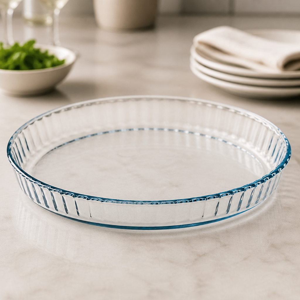 Commercial Glass Quiche Dish 280mm 1.4 Ltr Fluted Edge