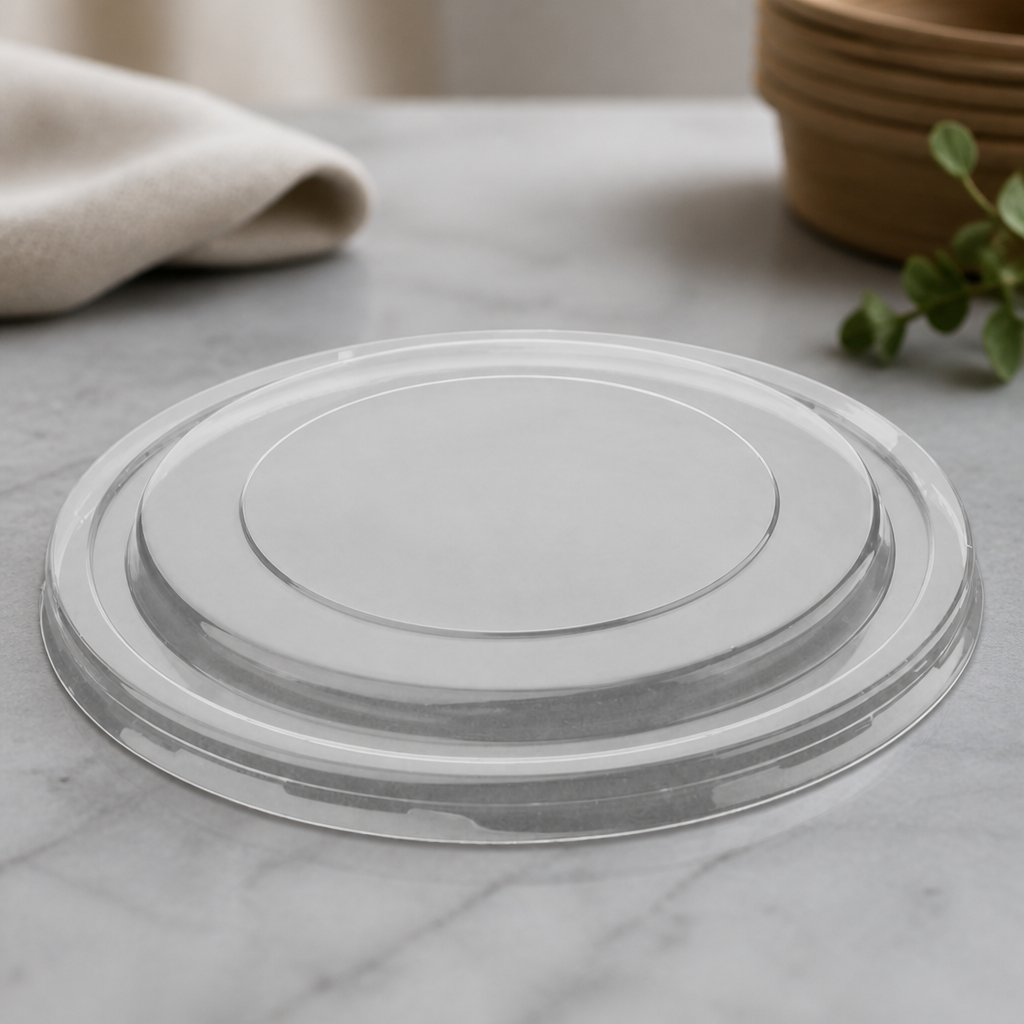 300 Pack Clear PET Round Salad Bowl Lids Takeaway Containers