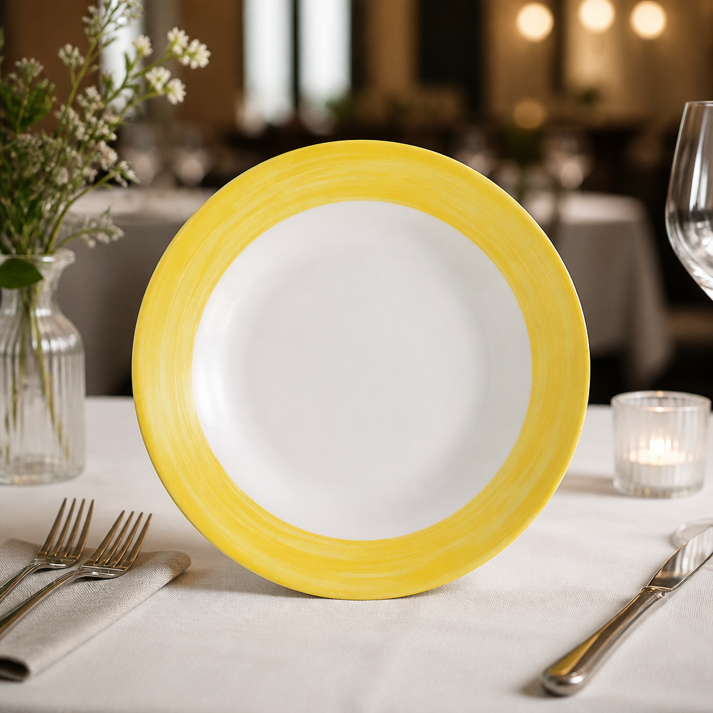 Commercial Brush Soup Plates 225mm pack of 12 in yellow