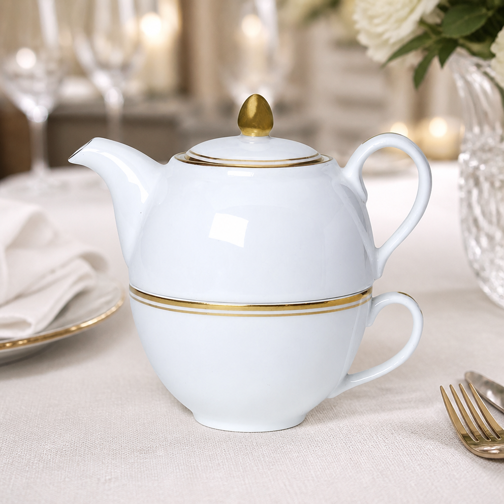 Burnished Gold Tea For One Set - 6 Pack Fine Dining Tableware