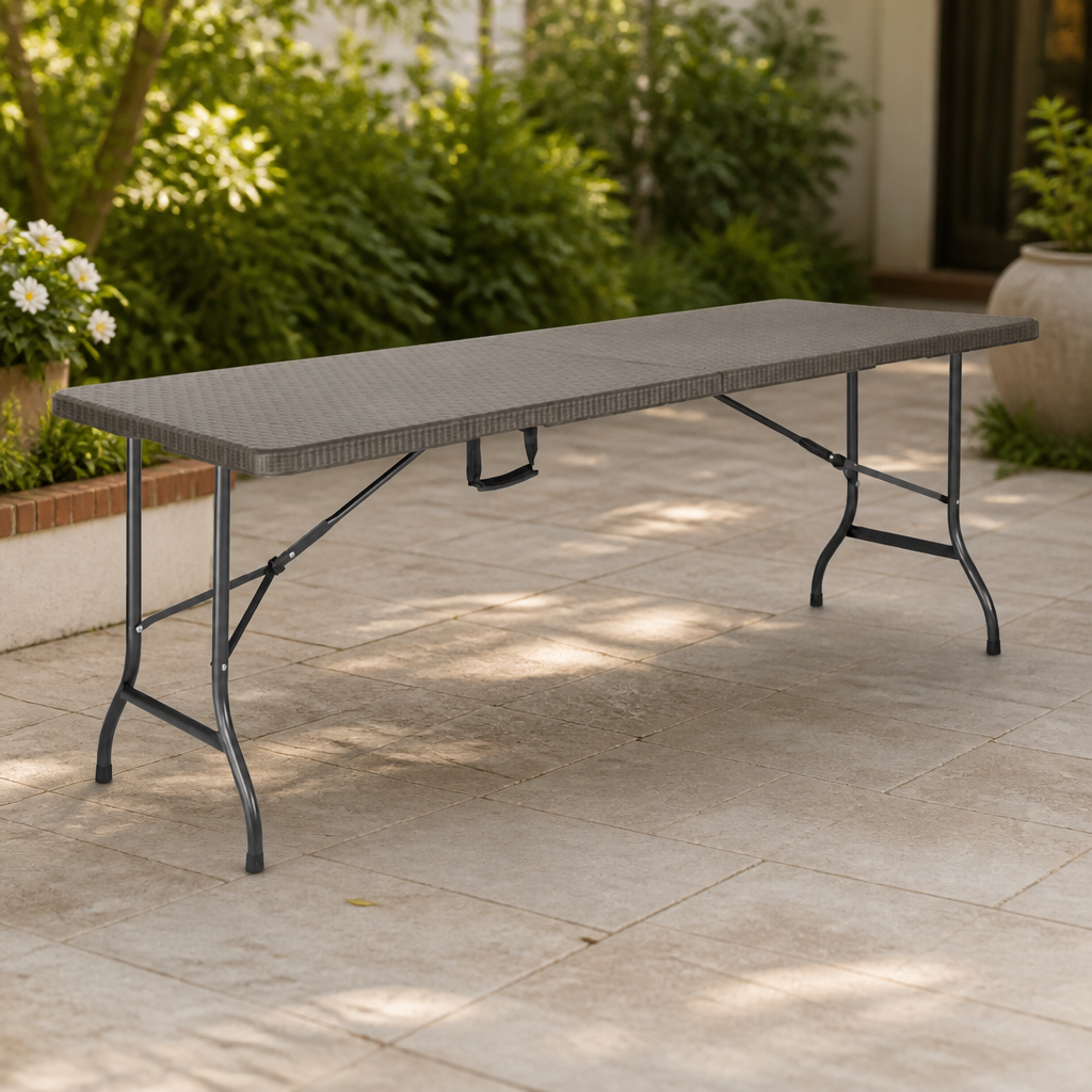 Commercial 6ft Folding Rattan Centre Table Brown Outdoor Furniture