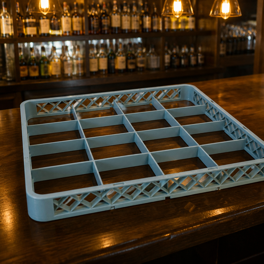 Commercial Glass Rack Extender with 16 compartments for taller glasses