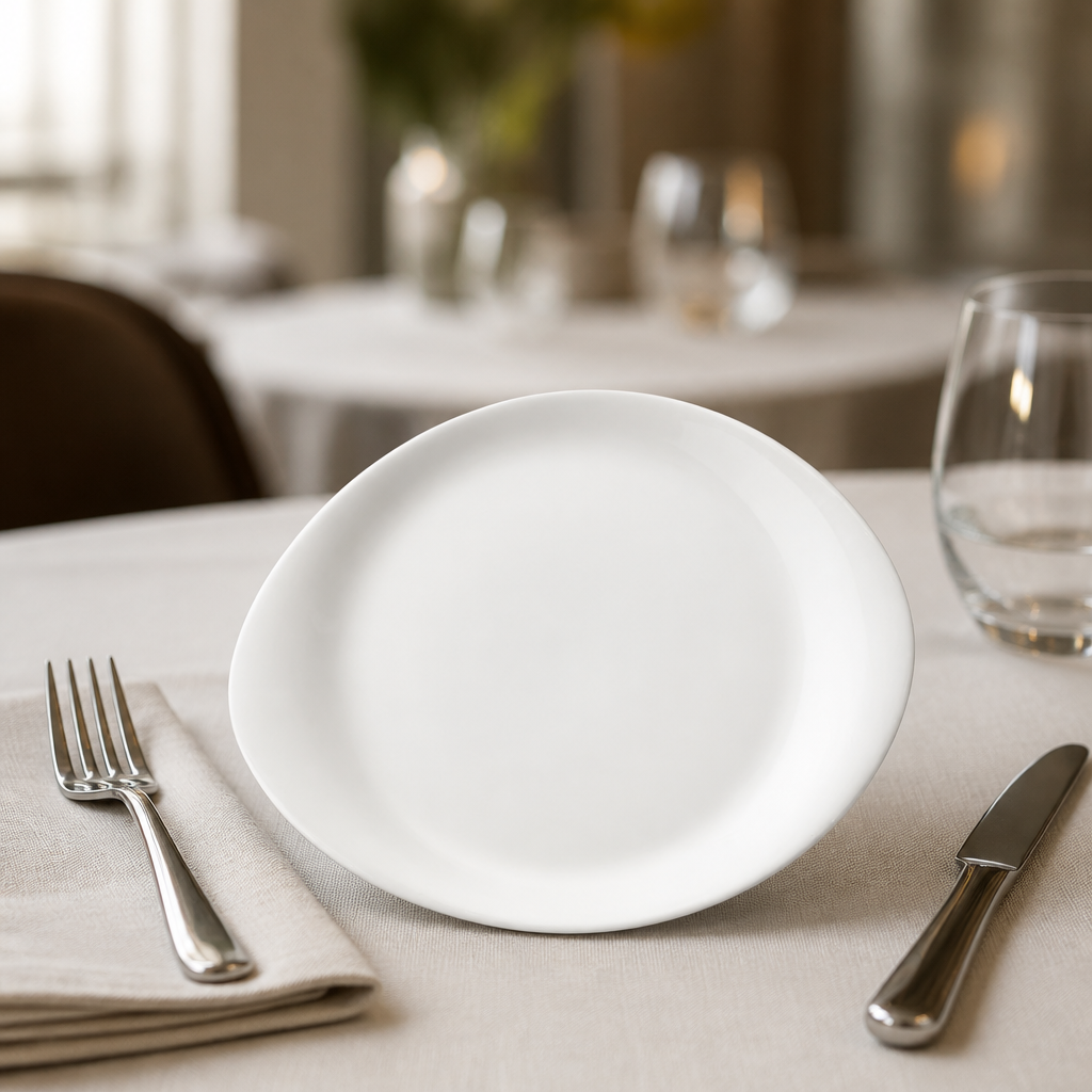 Commercial porcelain plates 250mm, 12 pack, dishwasher safe