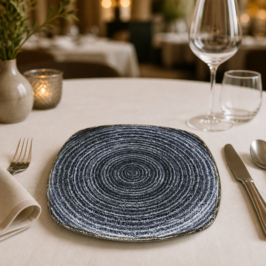 Commercial Charcoal Black Square Plates 252mm 12 Pack