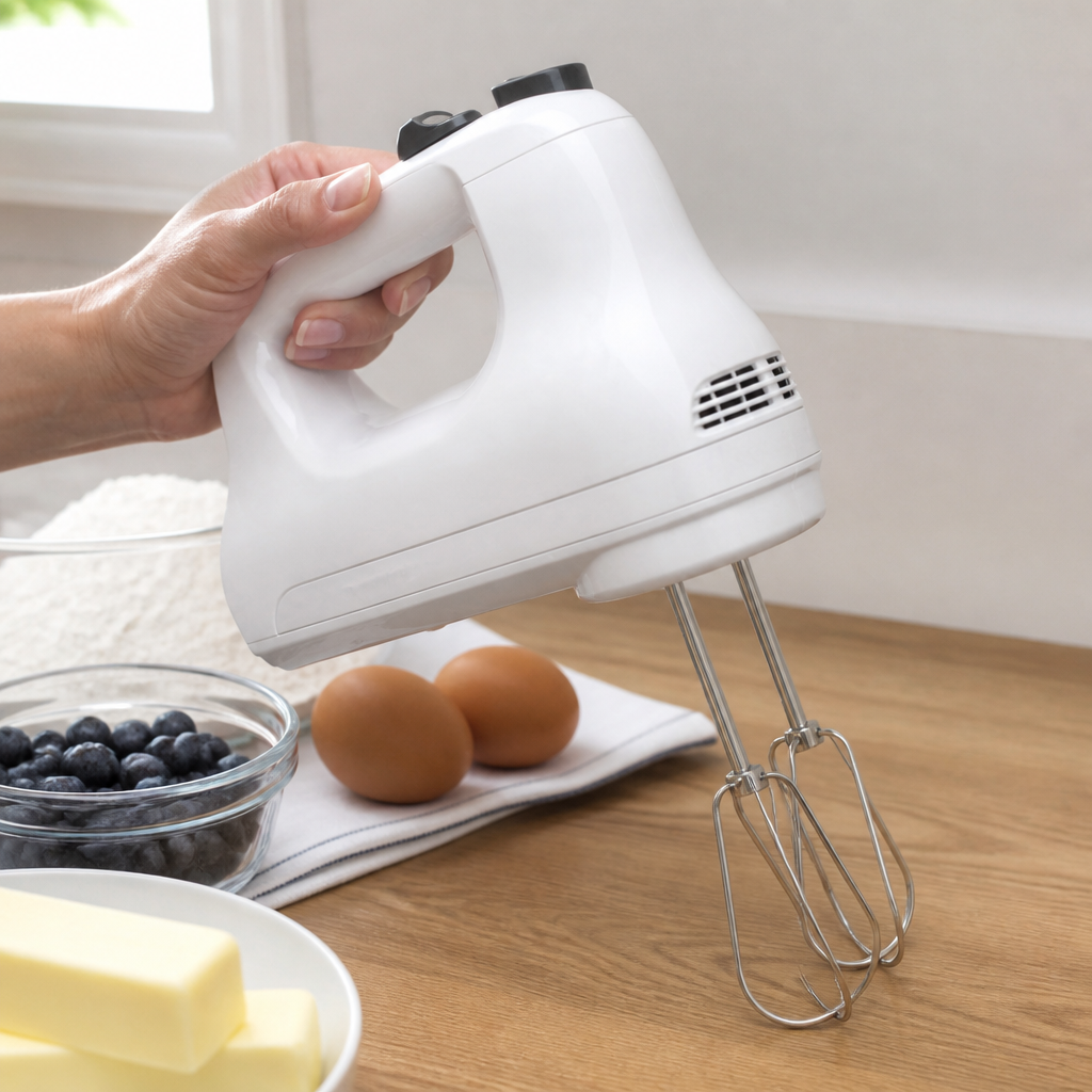Commercial 5-speed hand mixer with turbo beaters