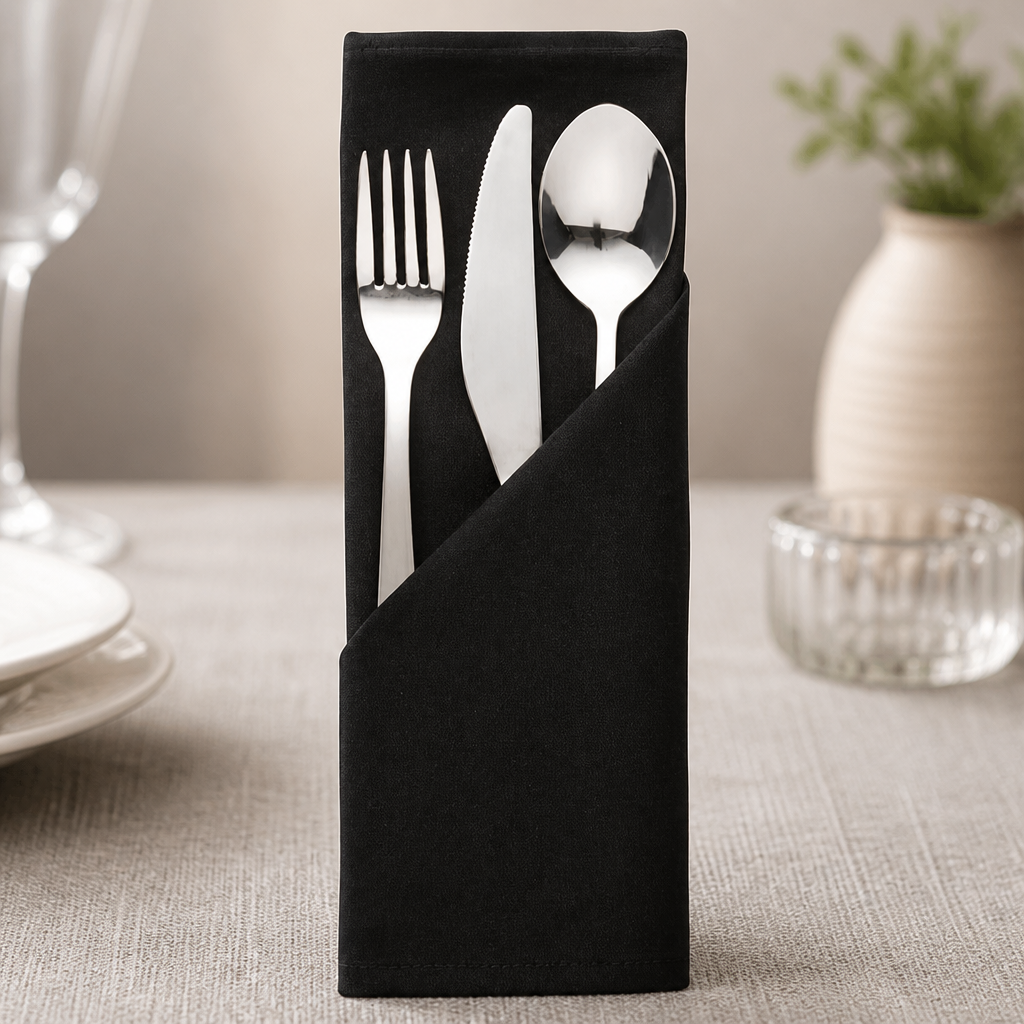 Commercial Polyester Napkins Black 10 Pack for Catering Events