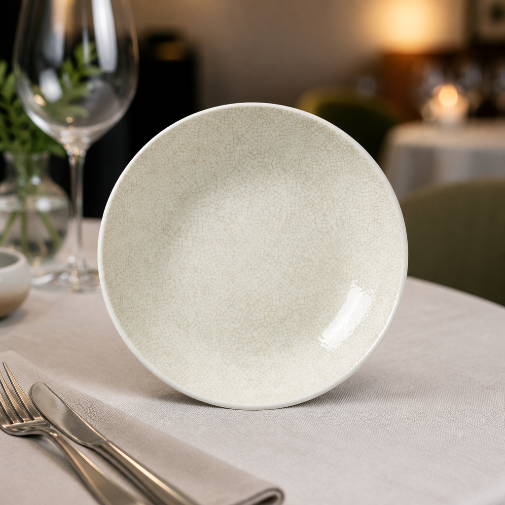 Commercial Coupe Bowls Taupe 216mm - 12 Pack Crackle Design
