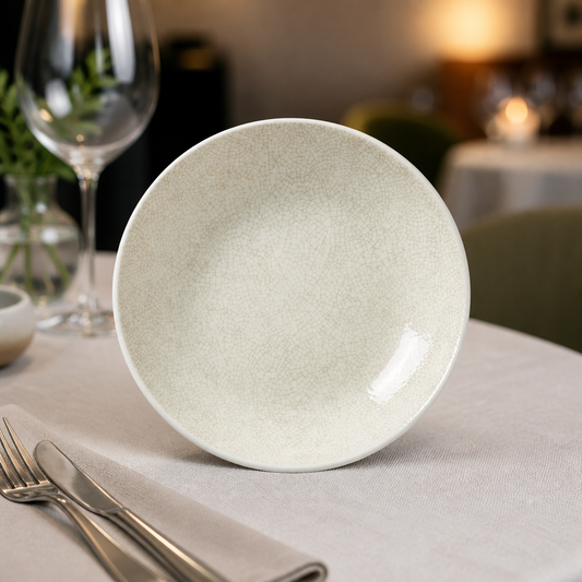 Commercial Coupe Bowls Taupe 216mm - 12 Pack Crackle Design
