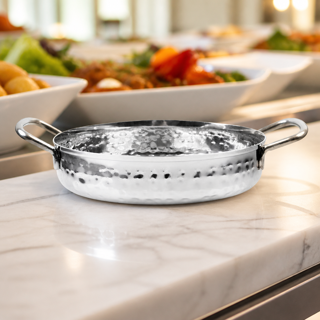 Commercial Hammered Stainless Steel Serving Dish 125mm