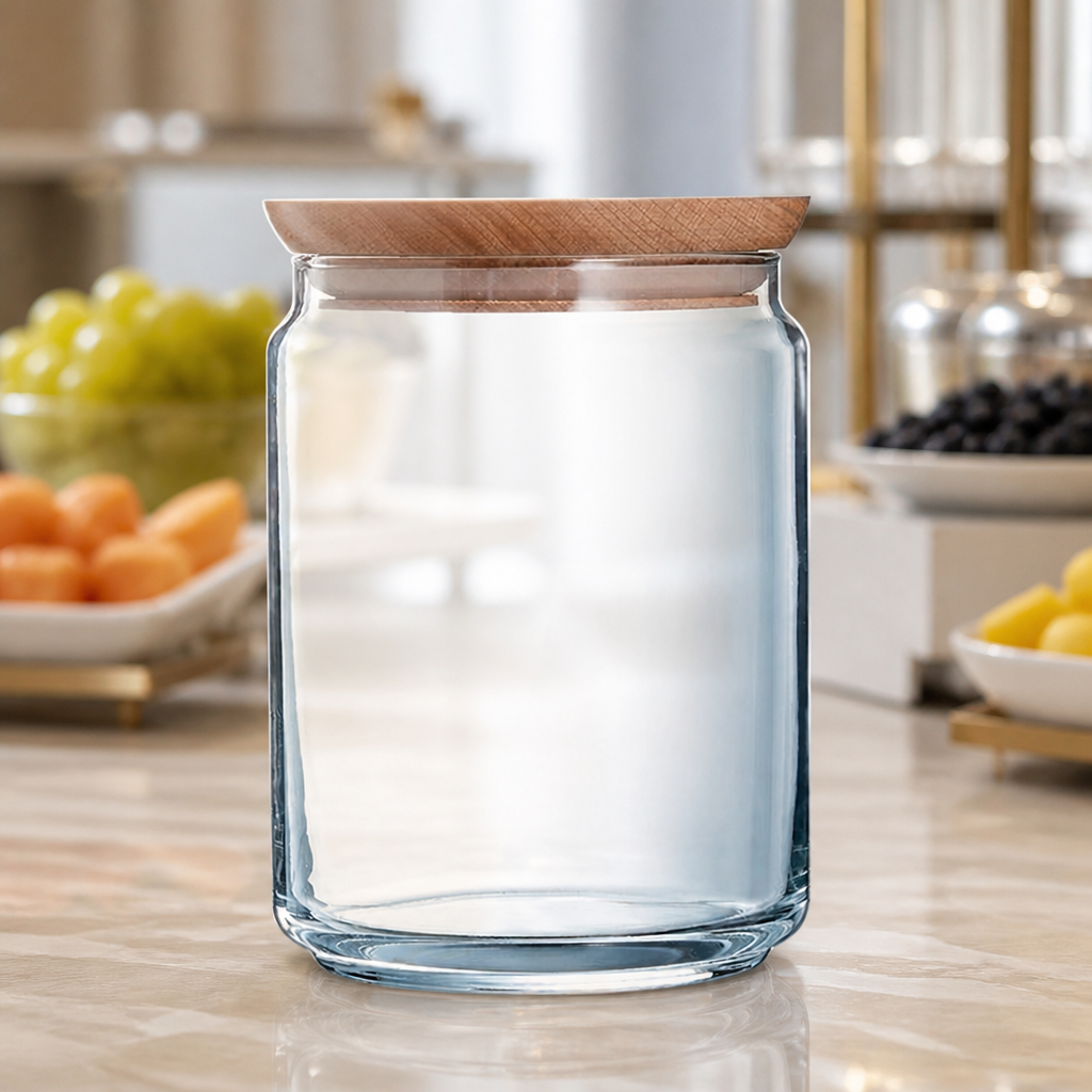 1 Litre Commercial Biscotti Jars with Airtight Wooden Lids
