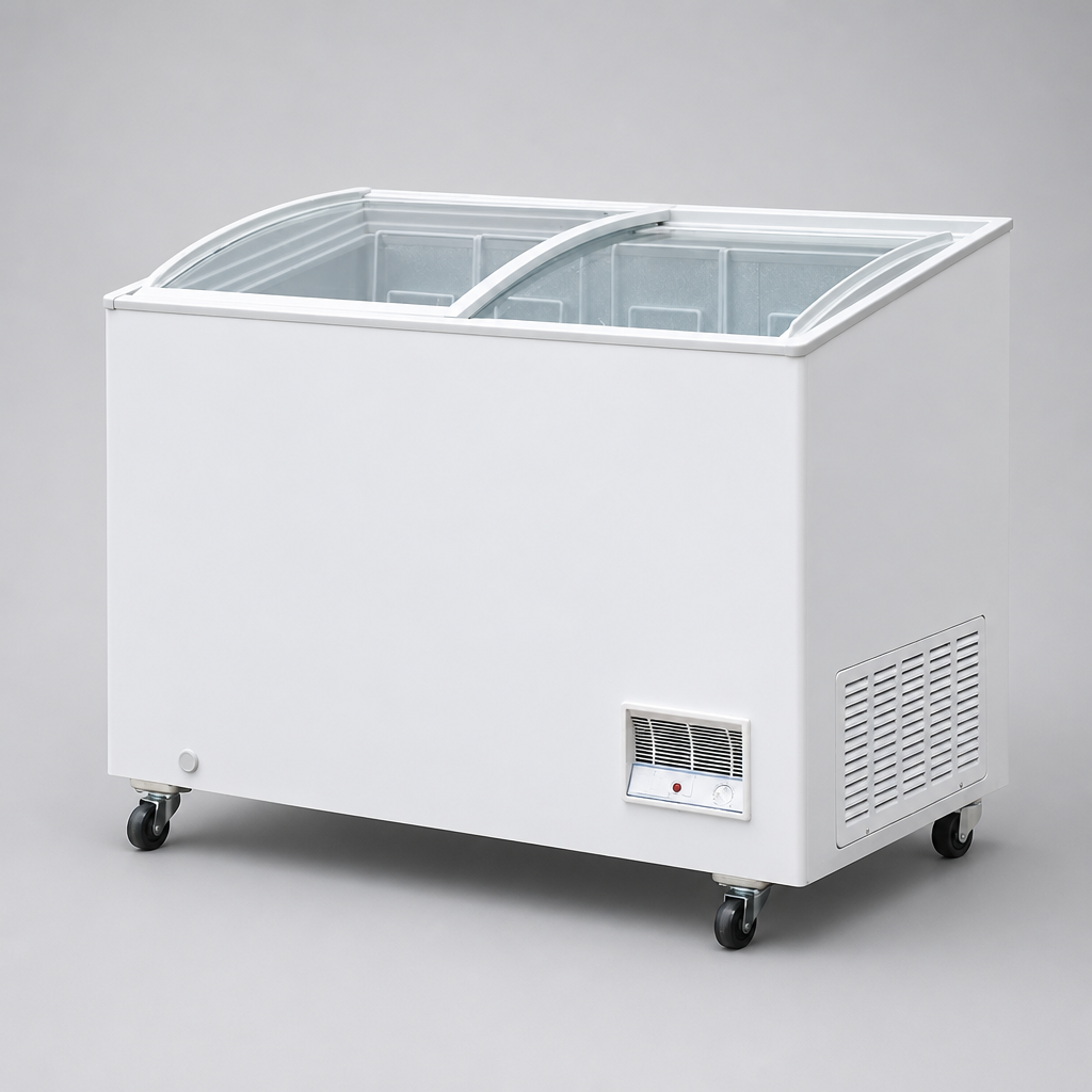 Commercial Glass Door Display Chest Freezer 270Ltr