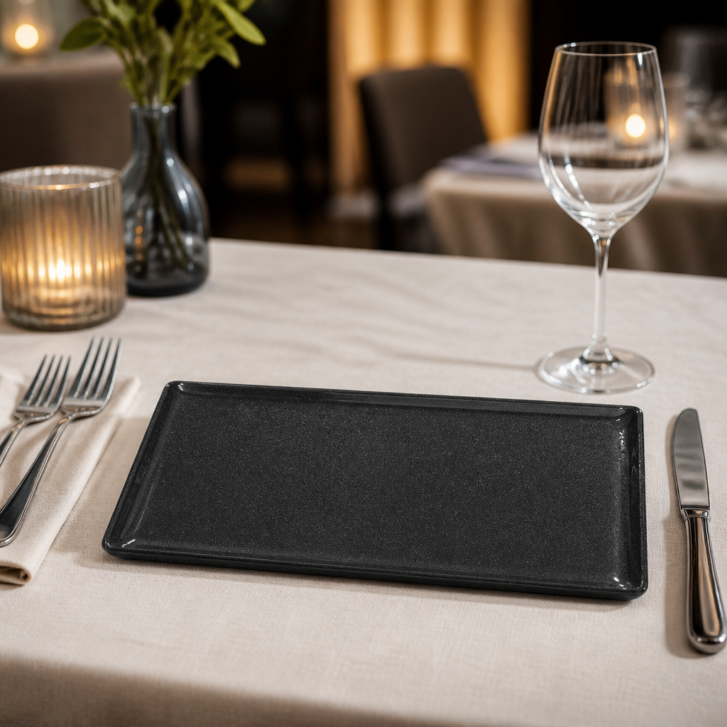 Commercial Melamine Trays 145x300mm Black Sparkle 6 Pack