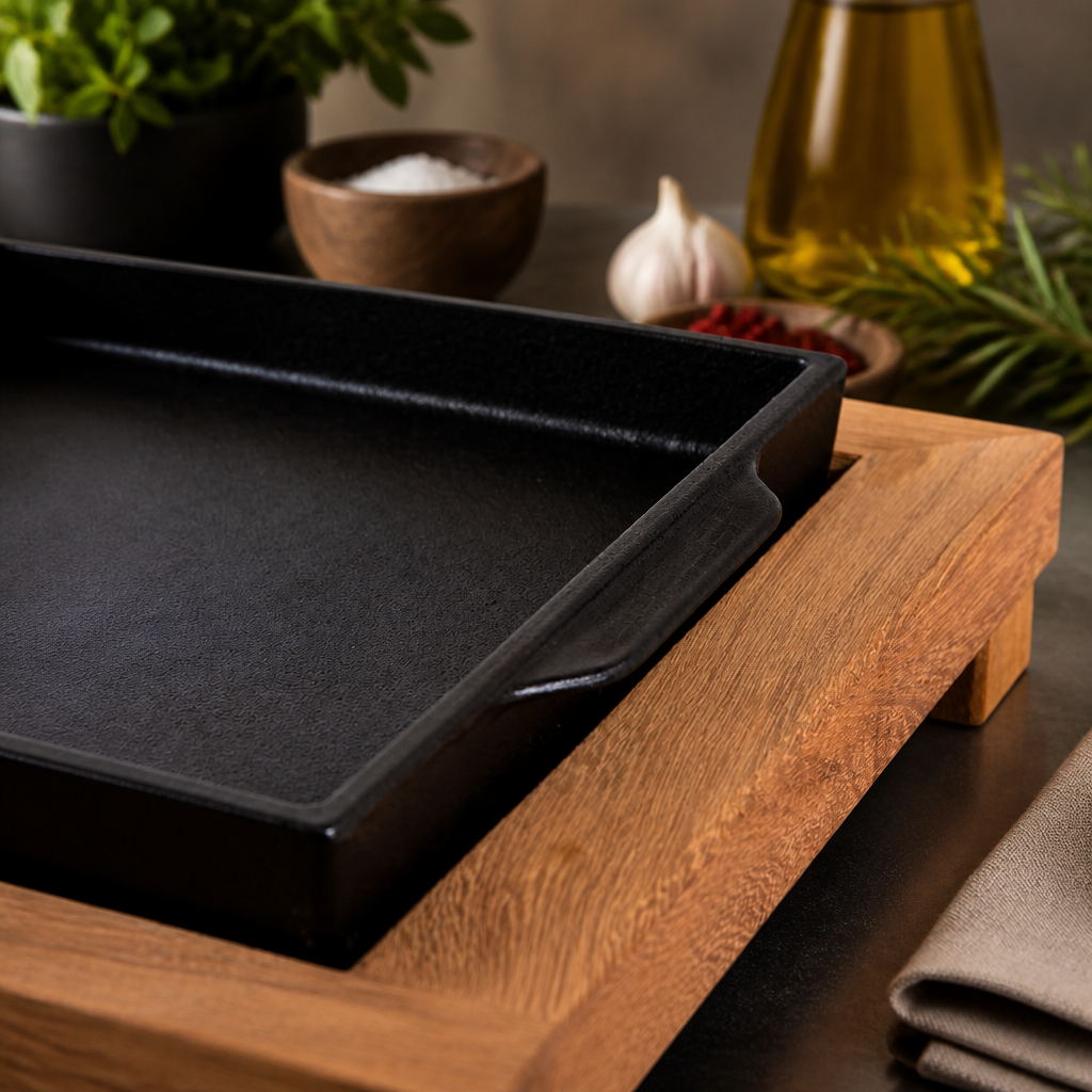 Cast Iron Sizzler Platter 460x150mm for Commercial Grilling