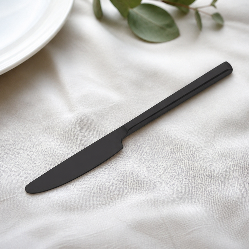 Commercial Black Dessert Knives 12 Pack Stainless Steel Set