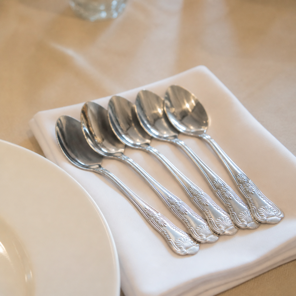 Commercial Kings Dessert Spoon Set - 12 Pack 178mm Stainless Steel