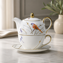 Commercial Tea For One Set - 6 Pack Bone China Reed Design