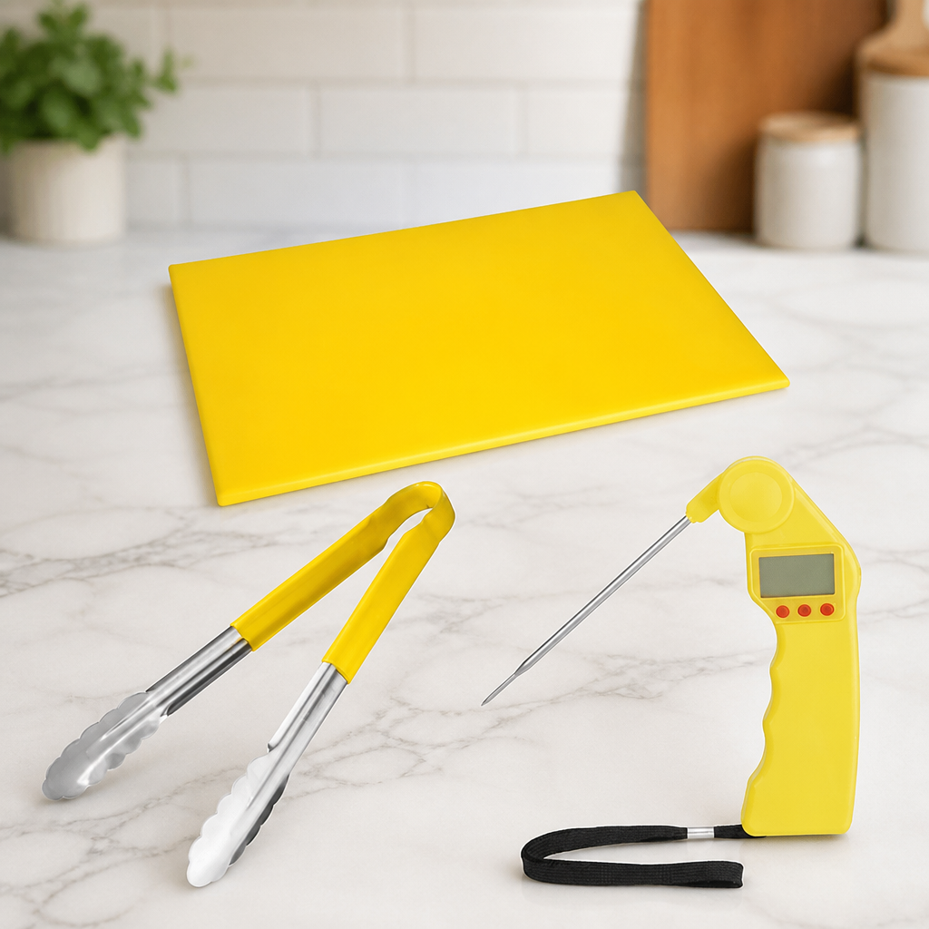 Commercial Food Safety Thermometer with Colour Coded Tongs Set