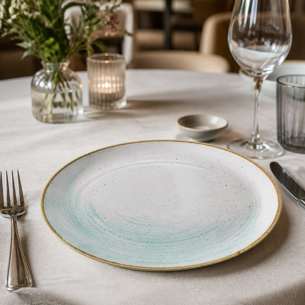Commercial Coupe Plates Duck Egg 286mm Super Vitrified Ceramic