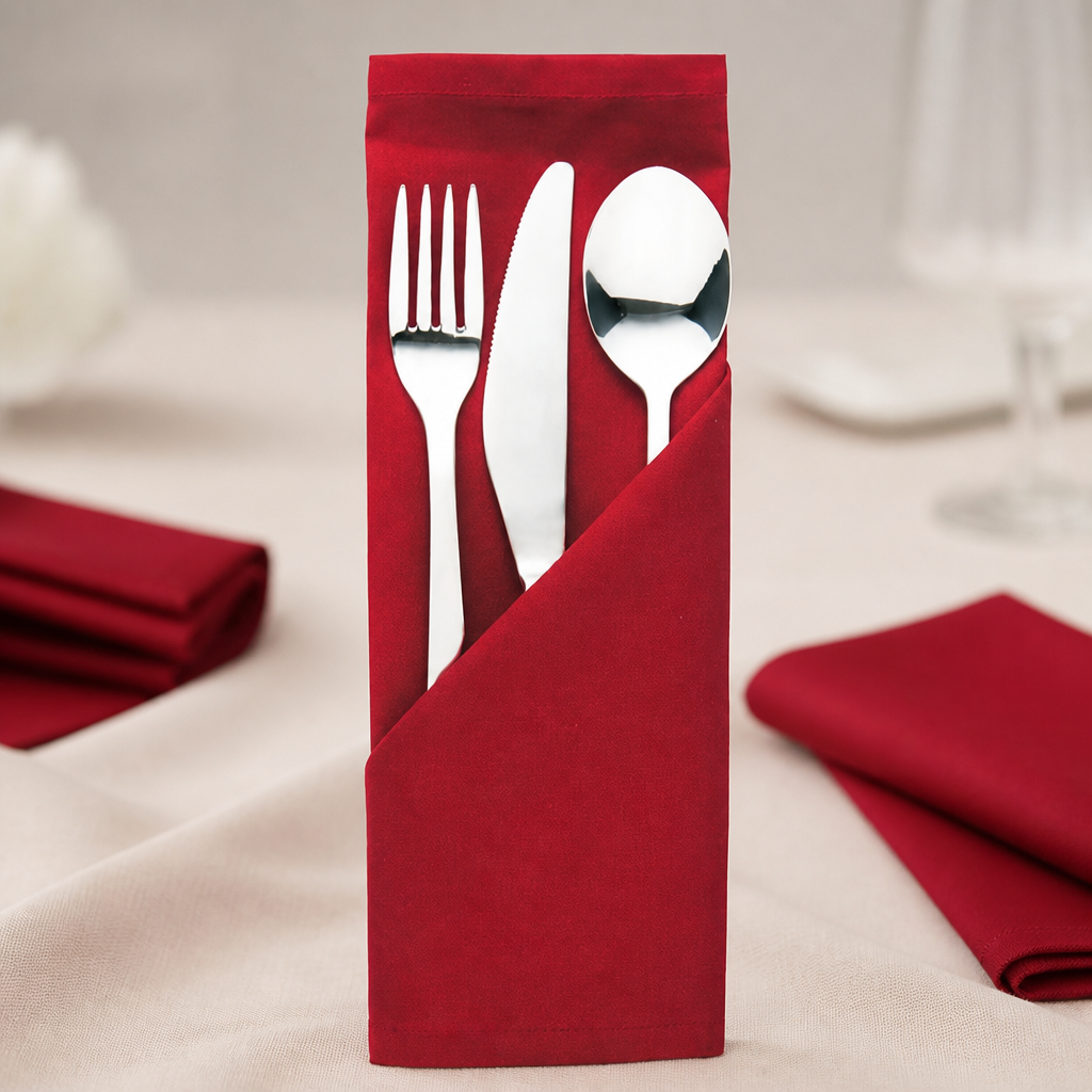 Commercial Polyester Napkins Burgundy 10 Pack for Catering