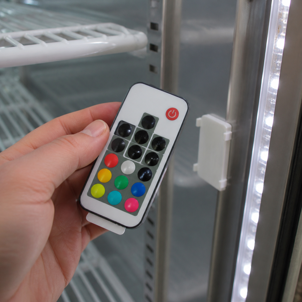 Genuine remote control for commercial multideck refrigerators