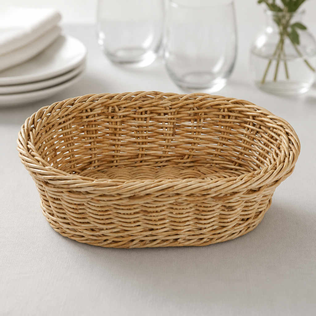 Commercial Oval Serving Basket Light Brown 240x170mm