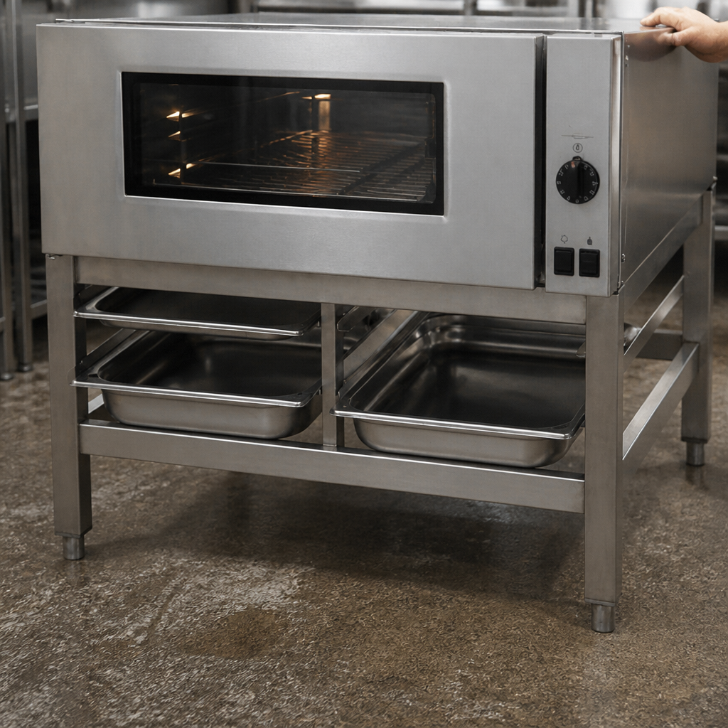 Commercial stainless steel floor stand for convection ovens