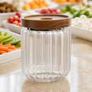 Commercial Condiment Jars with Wooden Lids 570ml 24 Pack