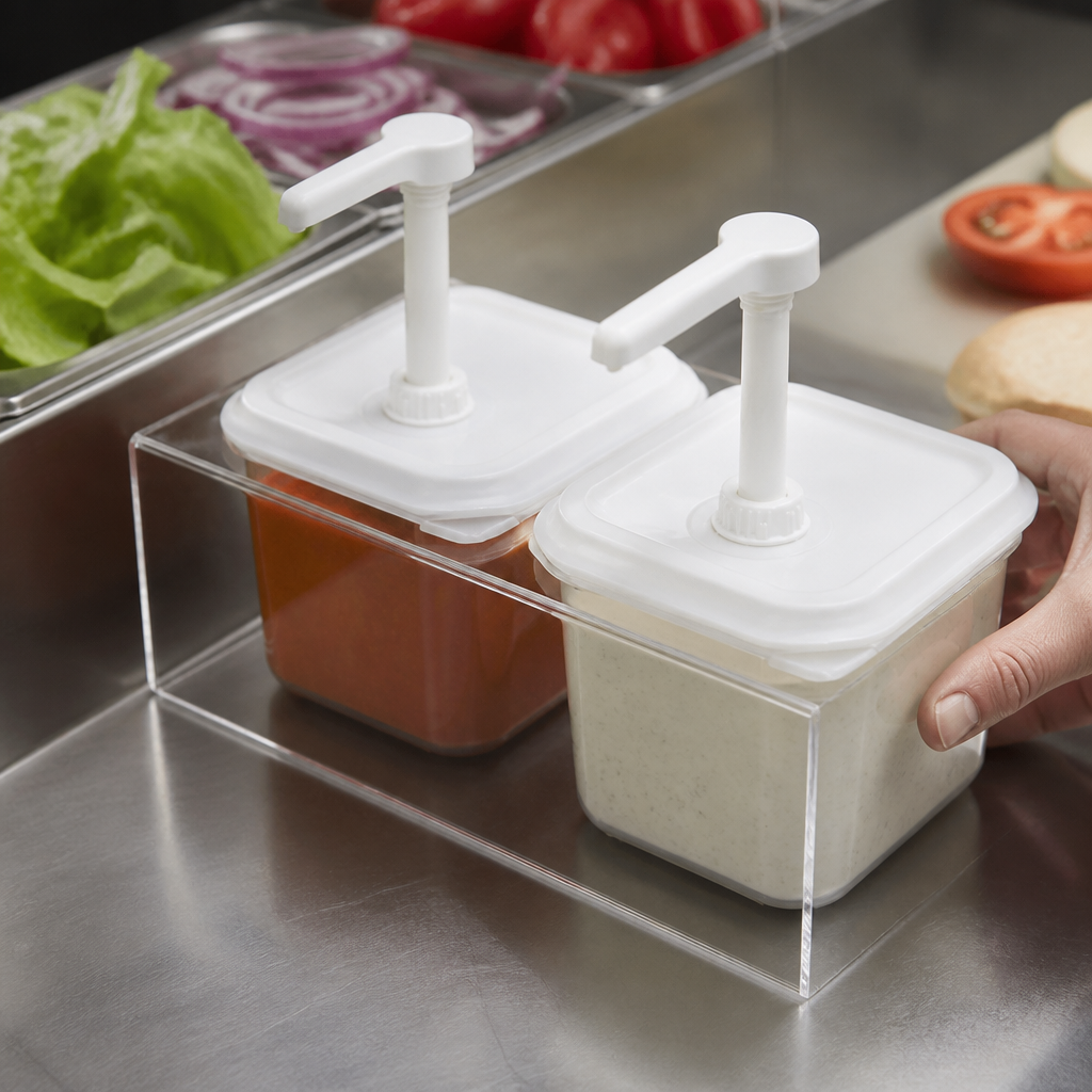 Commercial Sauce Dispensers with Pump GN 1/6 2.6Ltr Set