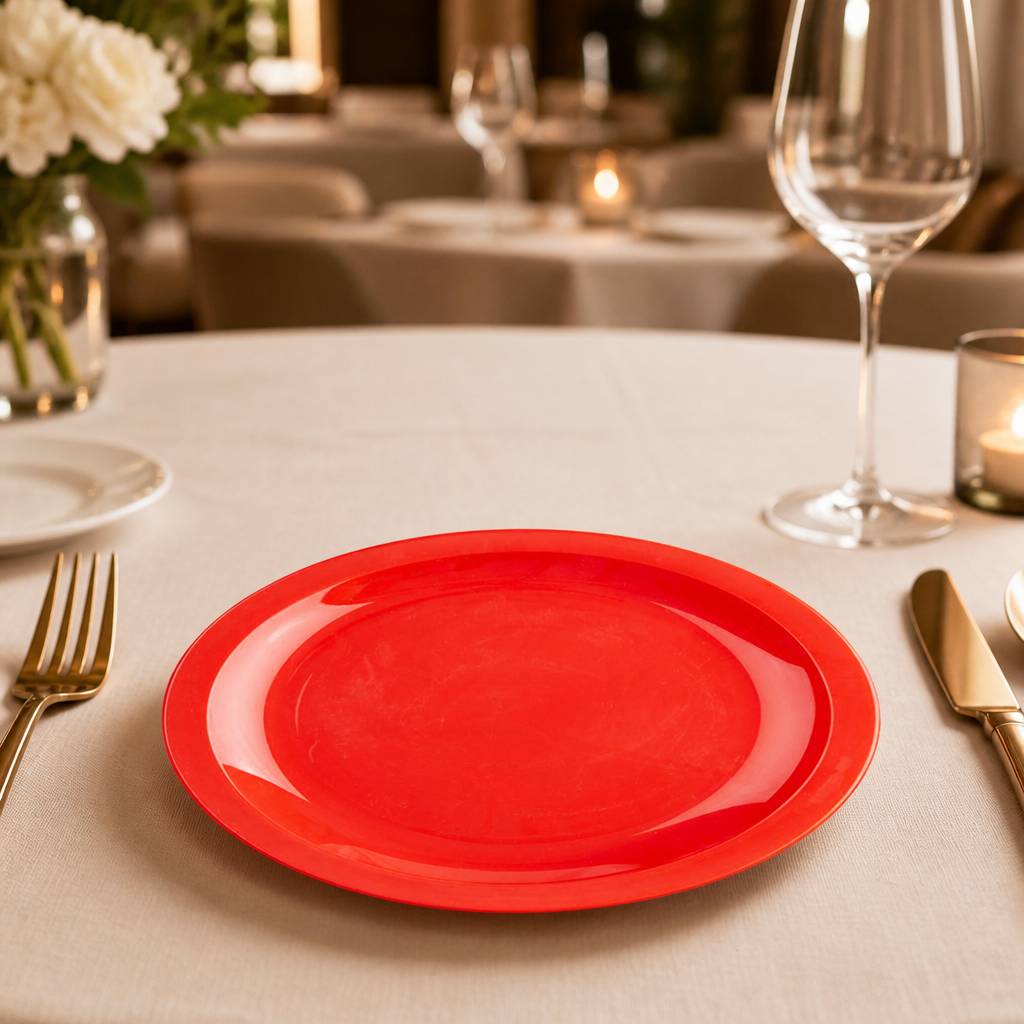 Commercial Polypropylene Plates Red 230mm - 12 Pack