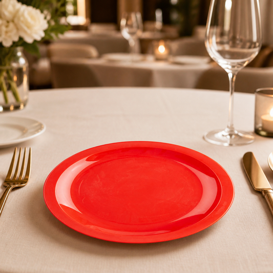 Commercial Polypropylene Plates Red 230mm - 12 Pack