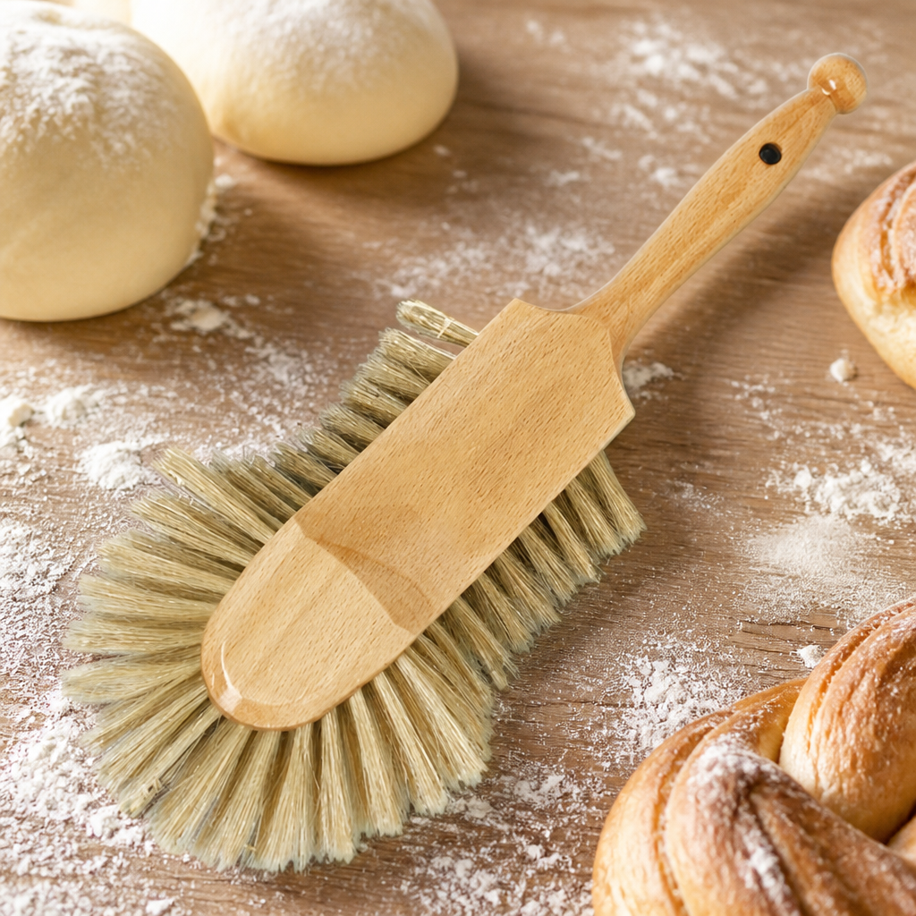Commercial Pastry Brush Half Head with Wood Handle and Silk Bristles