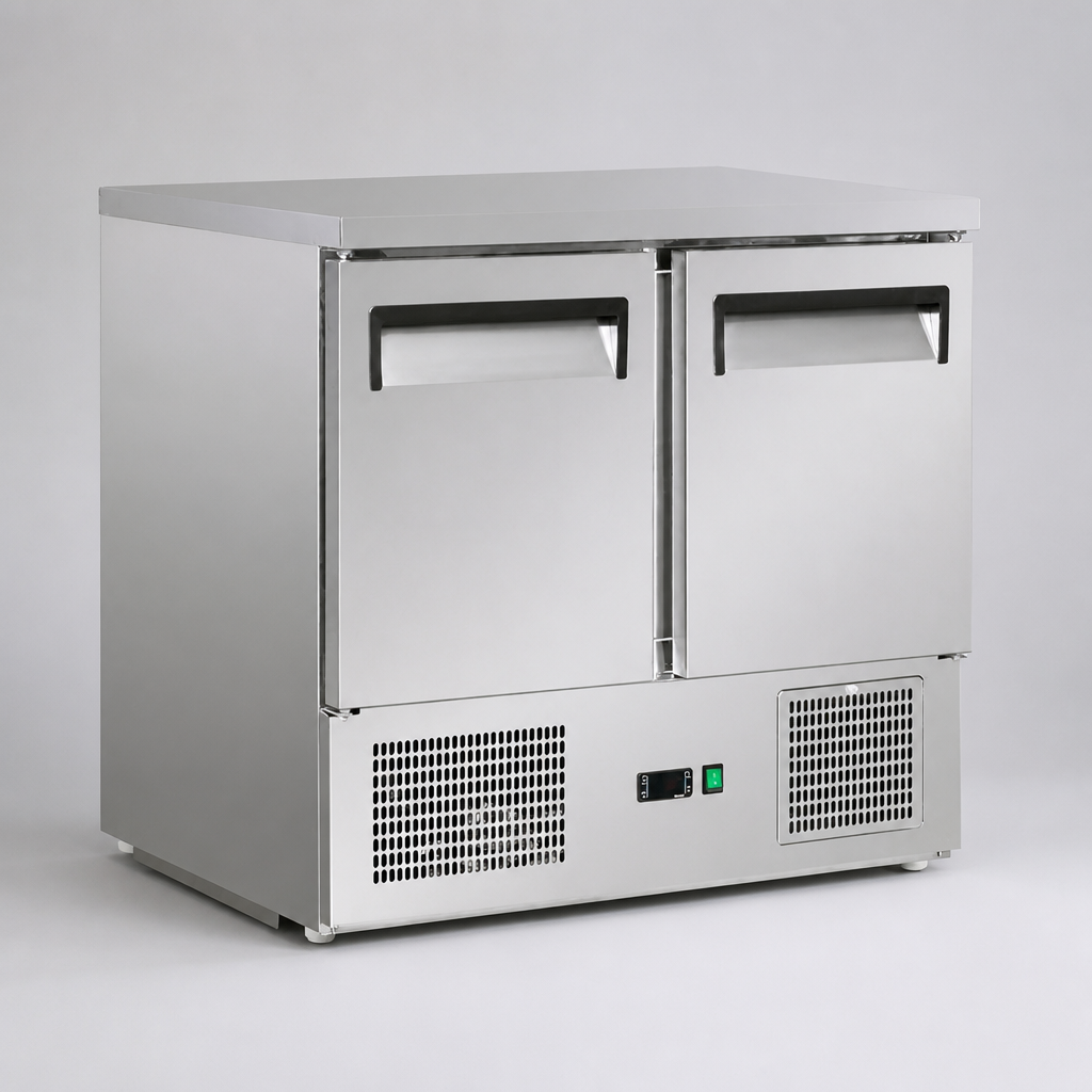 240Ltr Commercial 2 Door Counter Fridge Stainless Steel