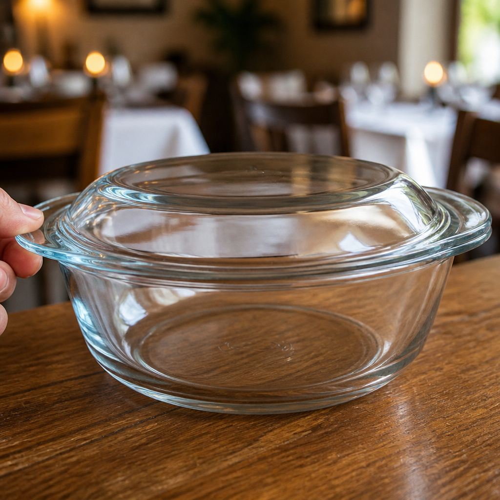 2.1L Commercial Round Casserole Dish with Lid and Handles