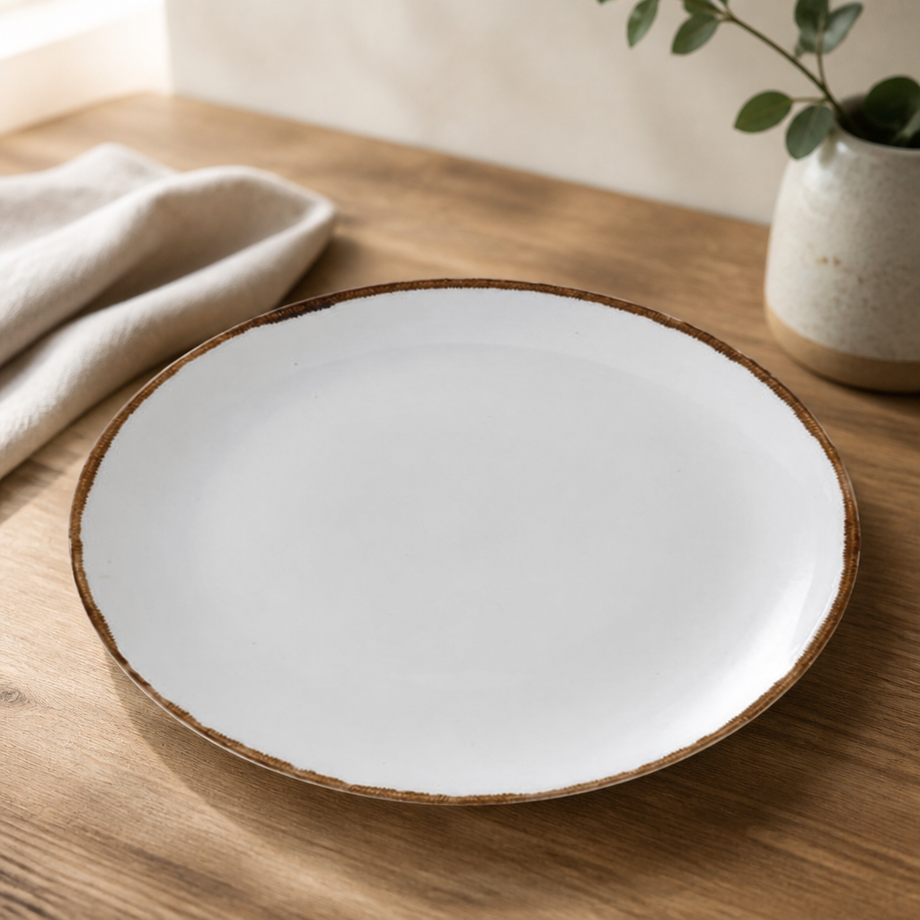 Commercial Coupe Plates Natural 260mm Rustic Artisan 12 Pack