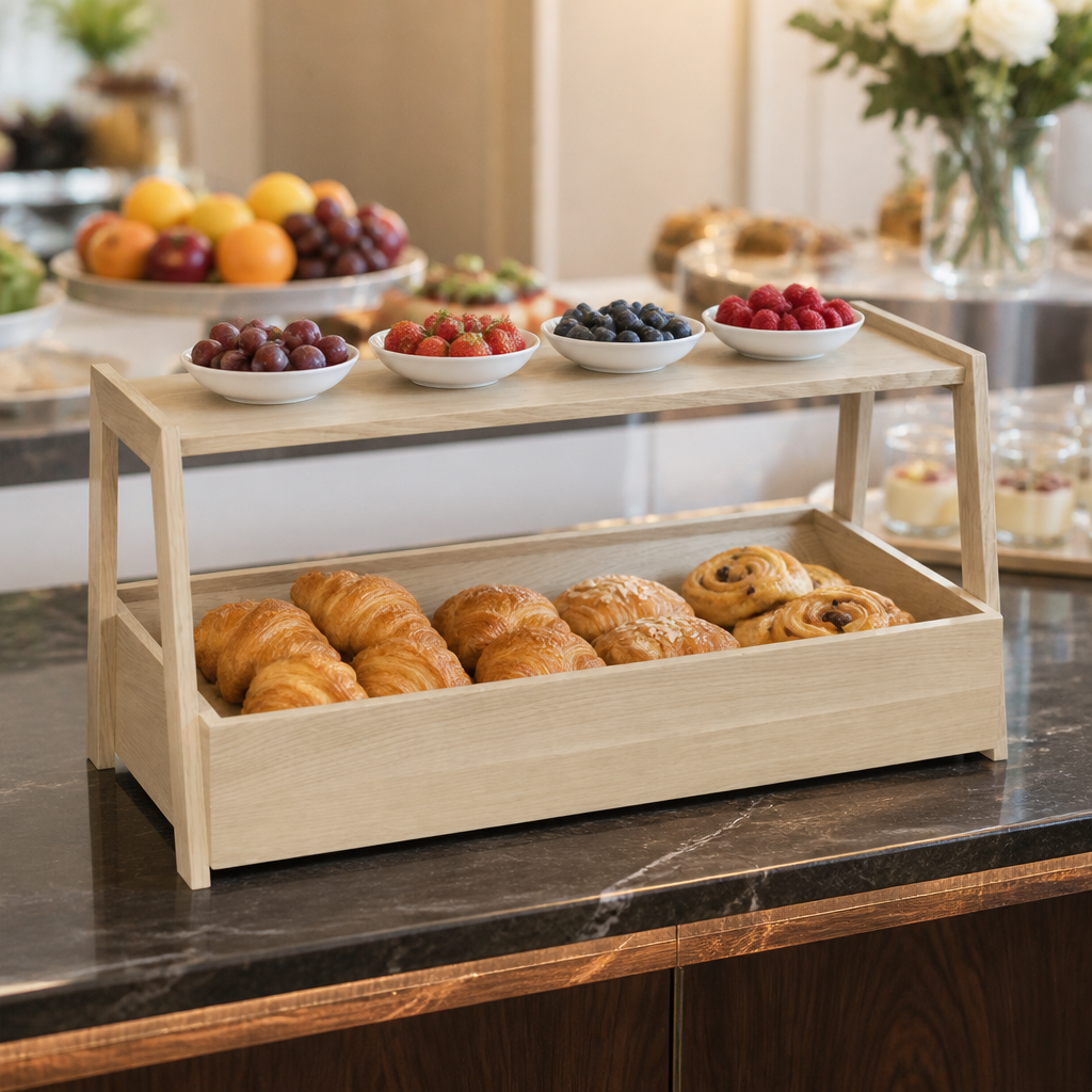 Commercial 2-Tier Wooden Tray Etagere 540x265mm