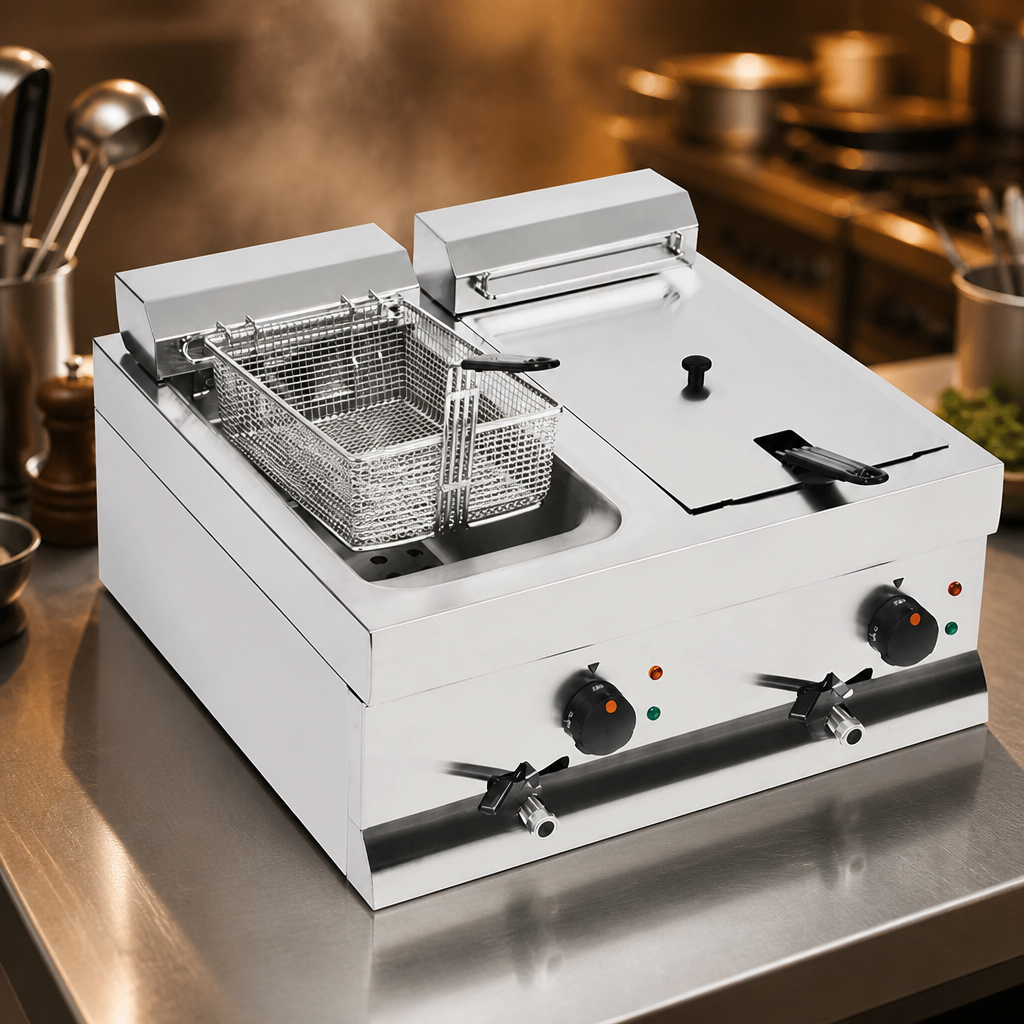 Commercial Countertop Electric Fryer 2x 9Ltr Capacity