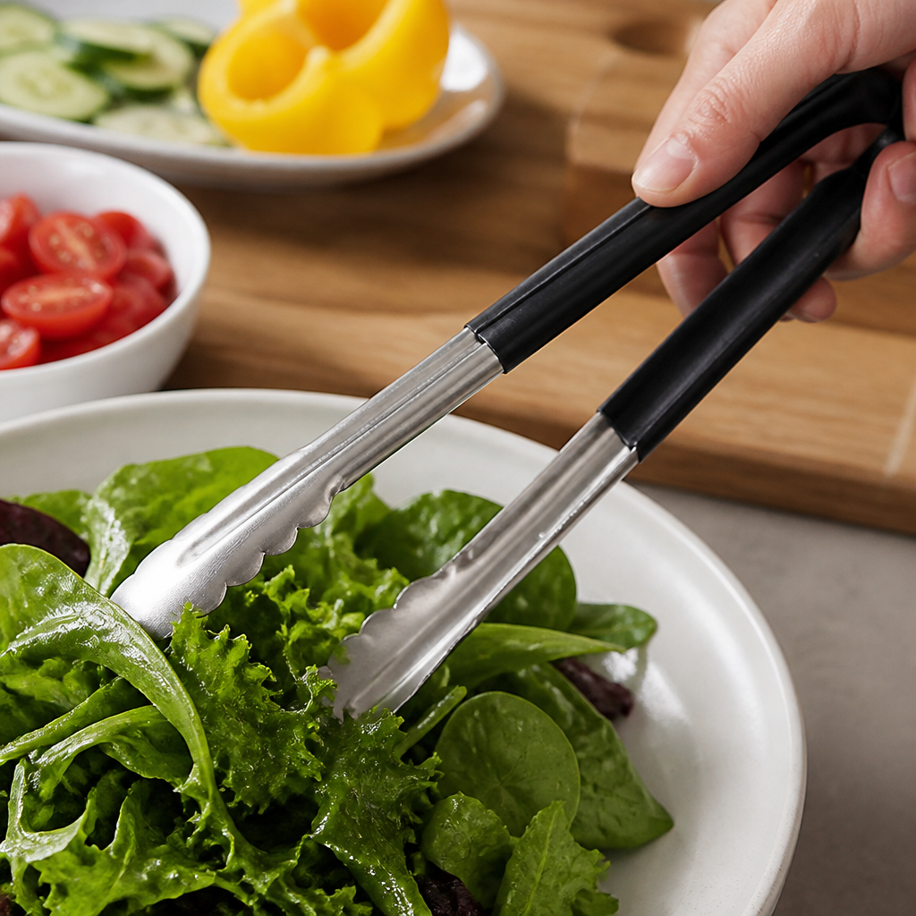 Commercial Serving Tongs 300mm with vinyl-coated handles