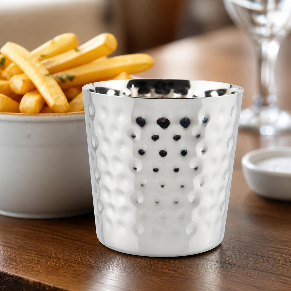 Commercial Stainless Steel Chip Cup 400ml Portion Control Holder