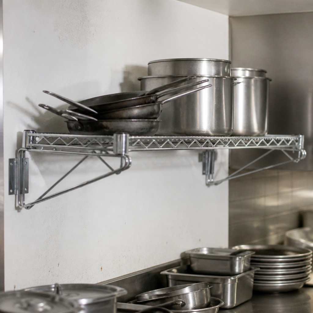Commercial Steel Wire Wall Shelf 1220mm for kitchen storage
