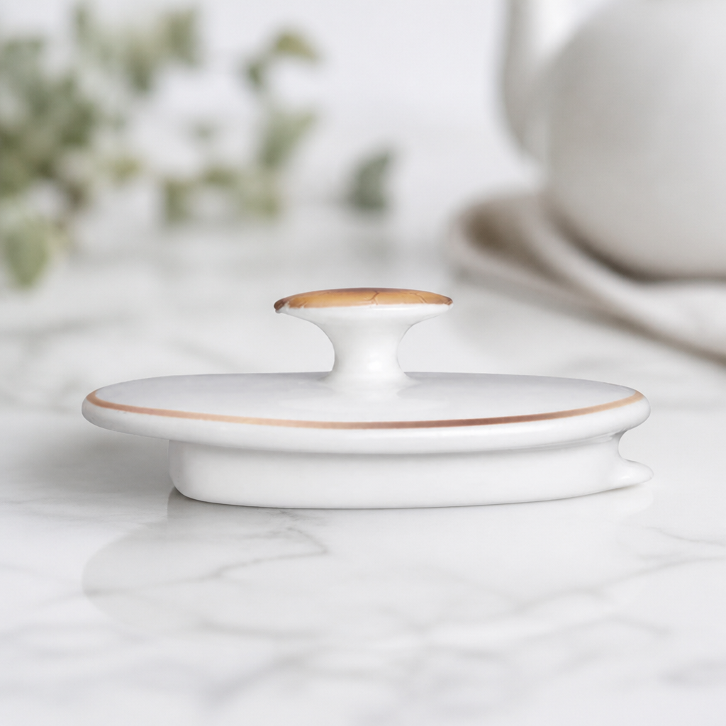 Commercial Bone China 2-Cup Oval Teapot Lids 6 Pack