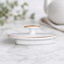 Commercial Bone China 2-Cup Oval Teapot Lids 6 Pack