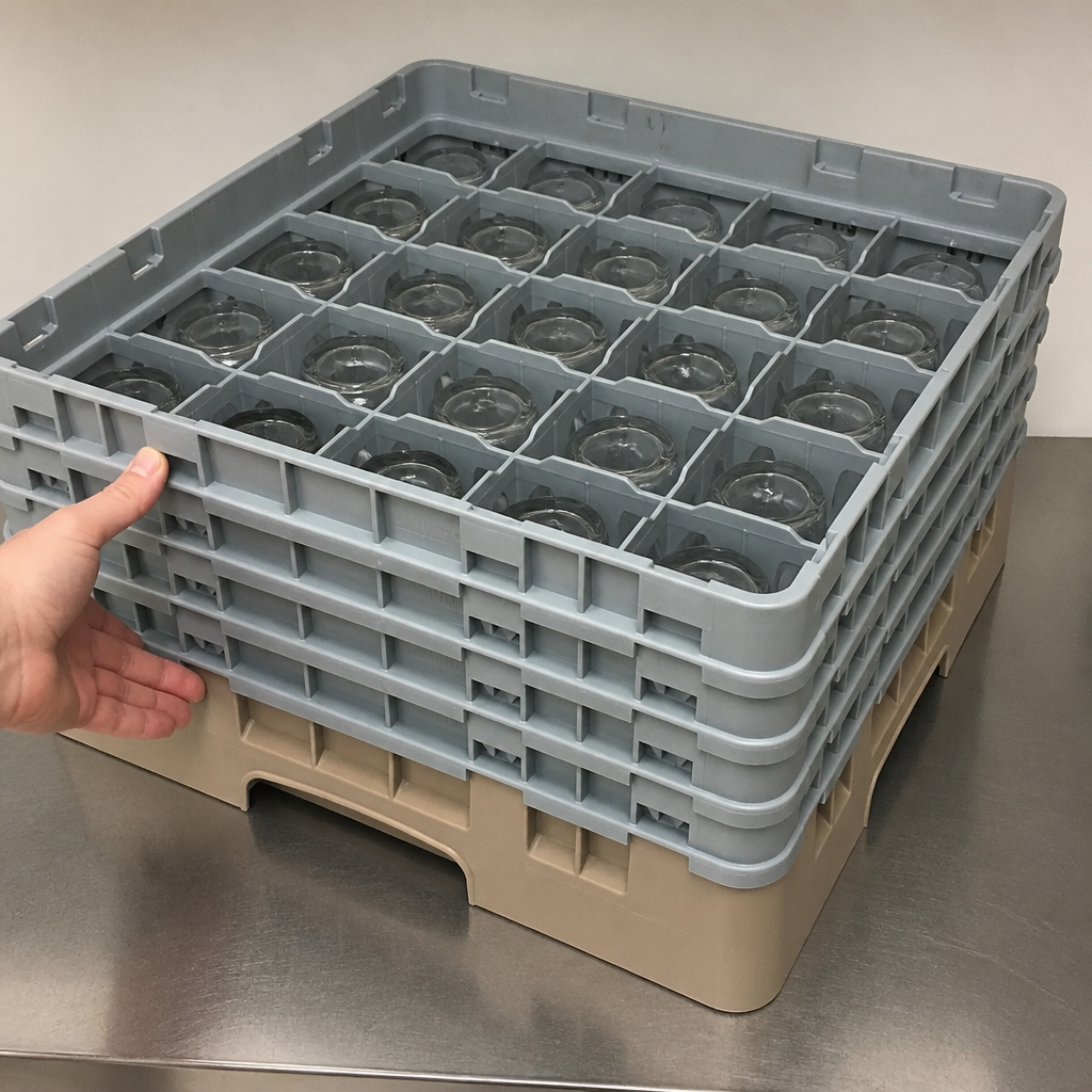 Commercial Dishwasher Rack with 25 compartments for glassware