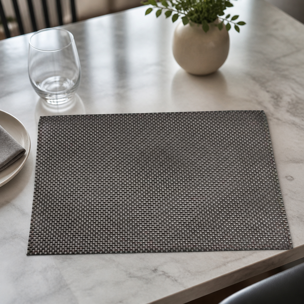 Commercial PVC Placemats Silver And Grey 6 Pack 450x330mm