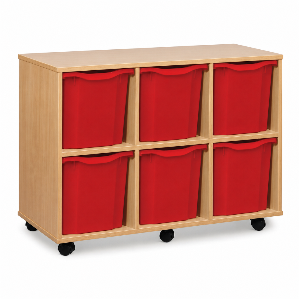 6 Quad Tray Storage Unit with Trays and Castors